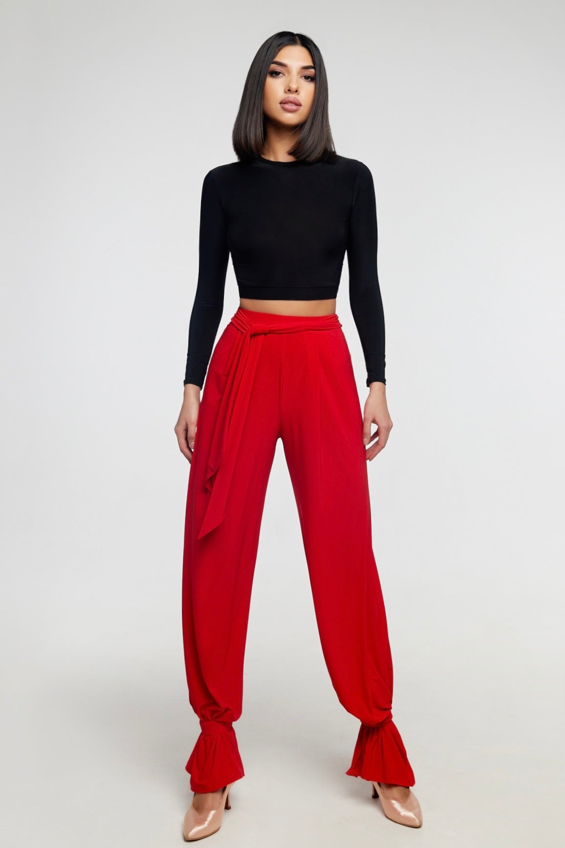 Red ankle straps for trousers